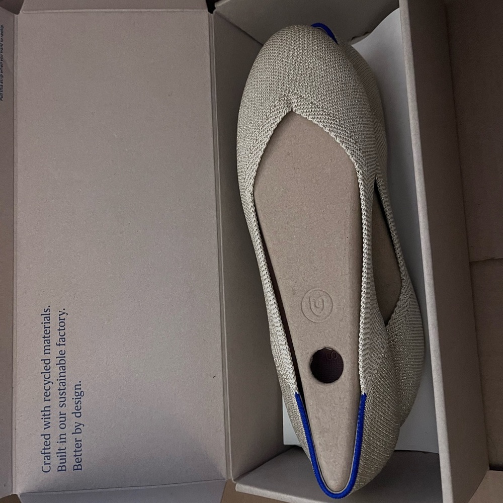 Rothy’s size 8.5 platinum metallic flat brand new